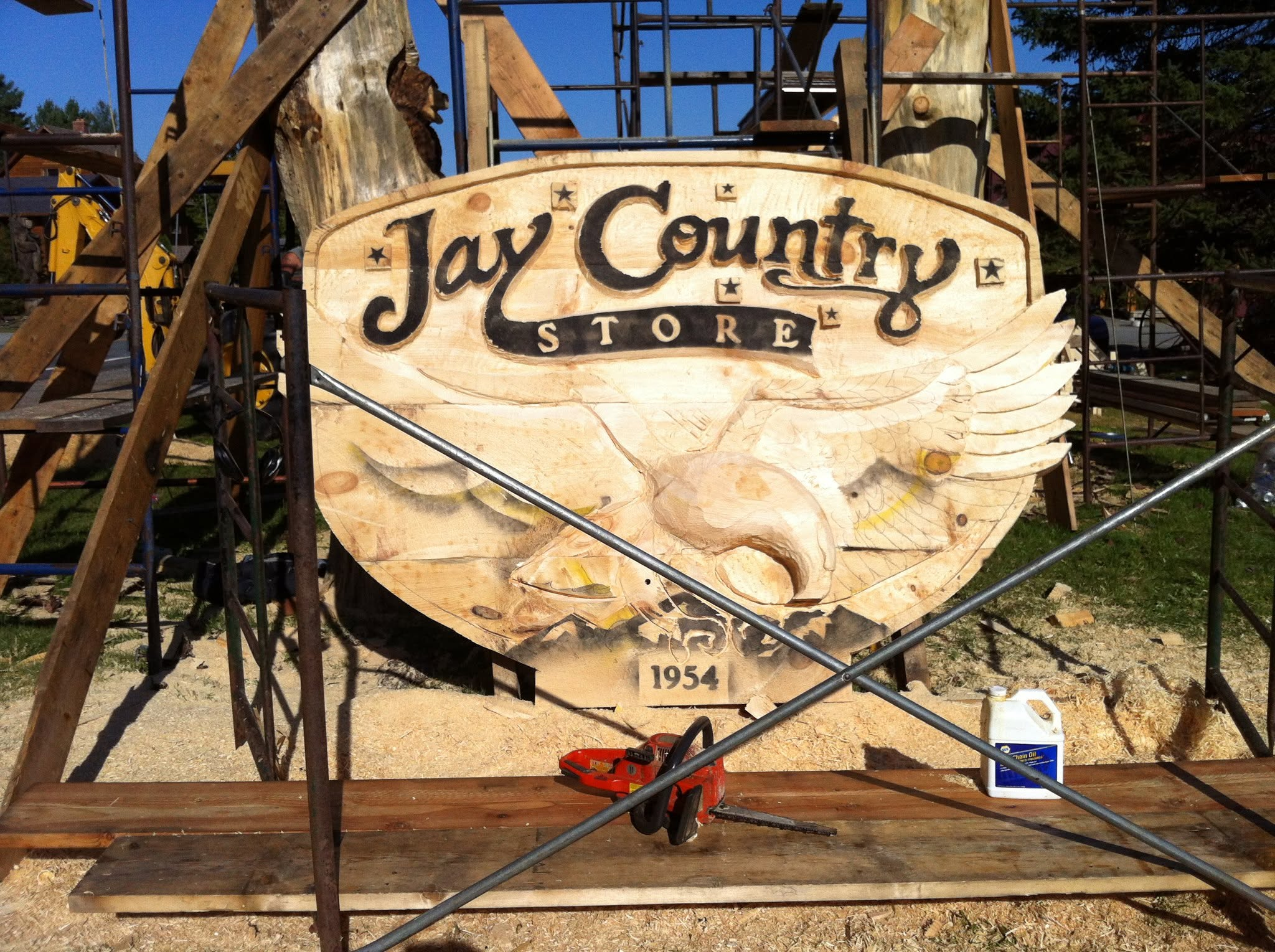 The store sign taking shape, August 2012