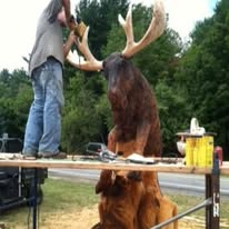 Working on the moose sculpture, August 2012